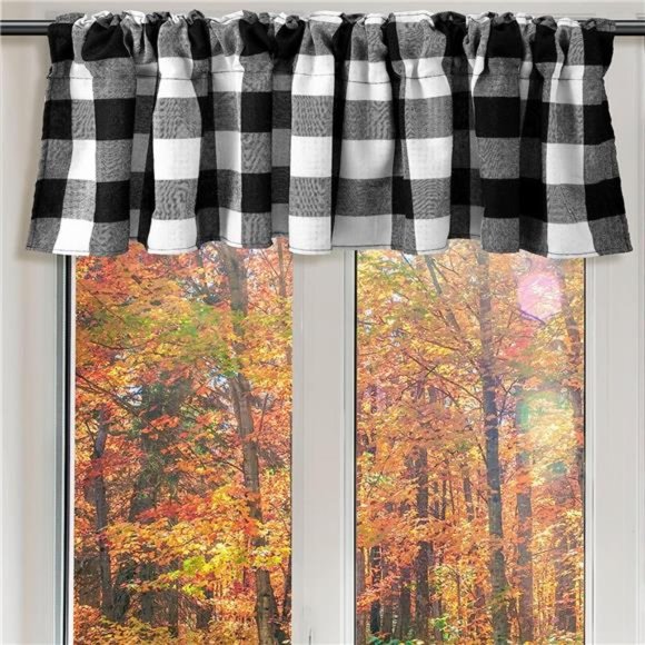 Buffalo Plaid Curtains Buffalo Window Valances Farmhouse Design Window Decor - Picture 7 of 7